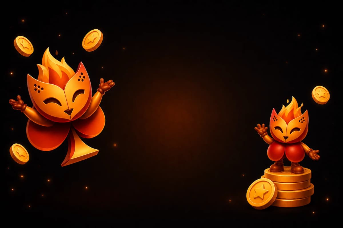 Spielerische Betablo-Maskottchen im Willkommensbanner